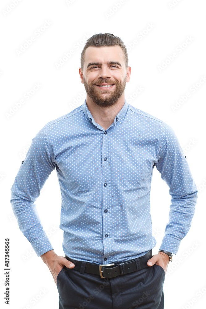 Man with beard standing on isolated background Man with beard standing on isolated background