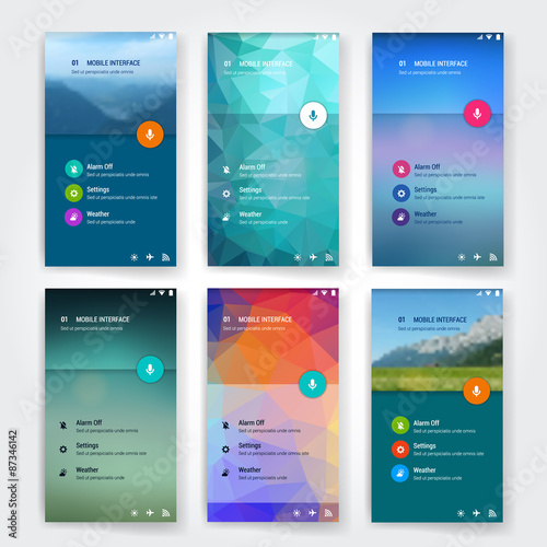 Modern user interface screen template for mobile smart phone or