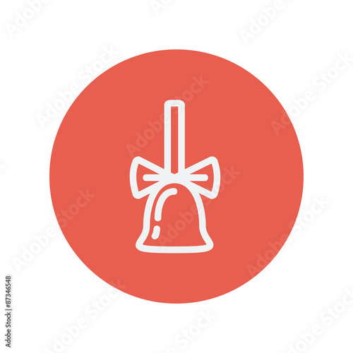 School bell with ribbon thin line icon