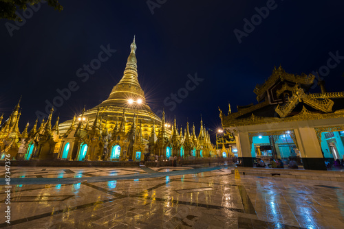 Shwedagon golden pagoda at night, Yangon,Myanmar