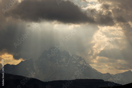 Dark clouds and sun rays, Dolomites, South Tyrol, Italy