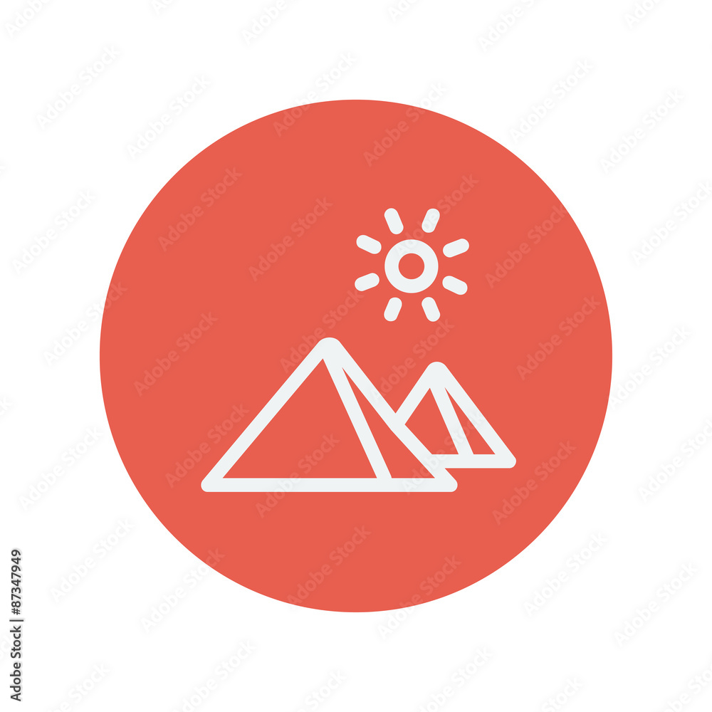 Mountain and sun thin line icon Mountain and sun thin line icon