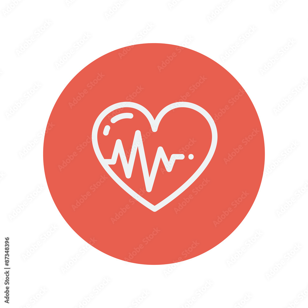 Heart with cardiogram thin line icon