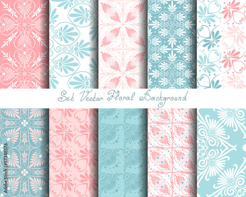 vector set seamless floral ornament