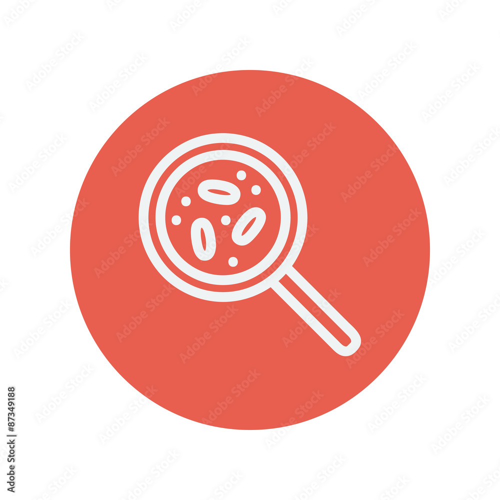 Microorganism under magnifier thin line icon Microorganism under magnifier thin line icon