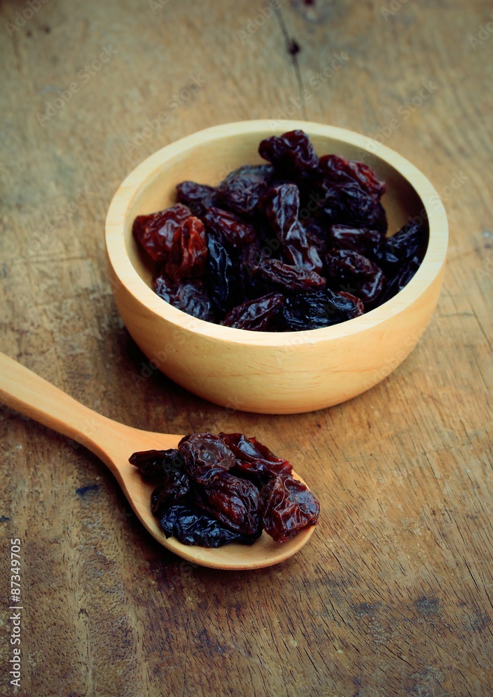 Heap of raisins on wood background Heap of raisins on wood background