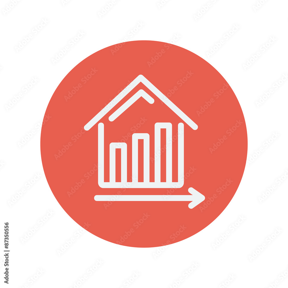Graph showing financial real estate growth thin line icon Graph showing financial real estate growth thin line icon