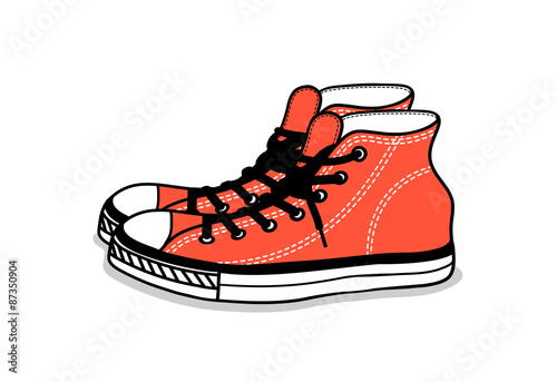 drawing of sports shoes. youth easy footwear
