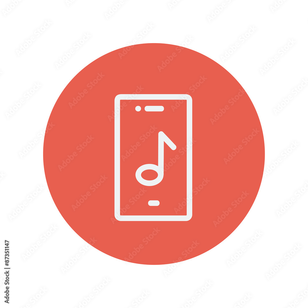 Phone with musical note thin line icon Phone with musical note thin line icon