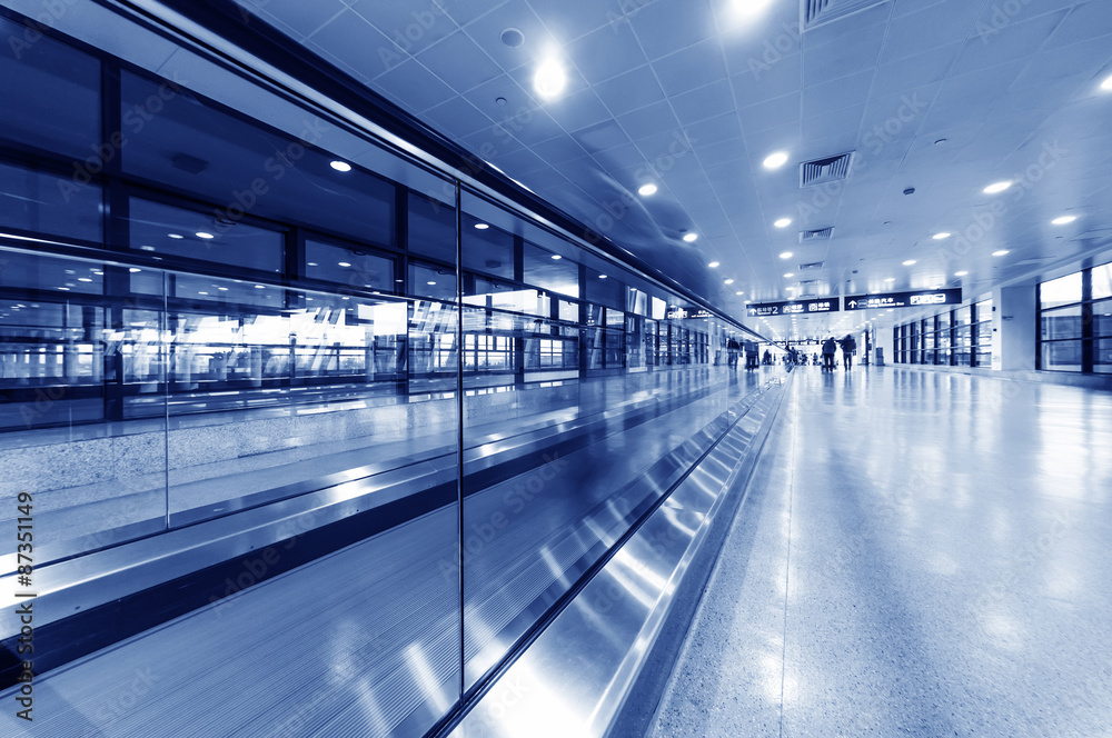 passenger in the shanghai pudong airport.interior of the airport