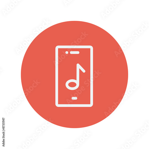 Phone with musical note thin line icon