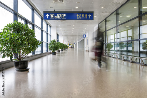 Photography passenger in the shanghai pudong airport.interior of the airport