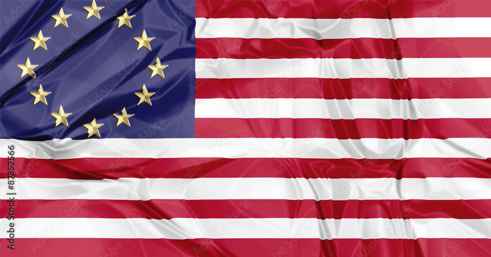 Obraz premium European and American flags united