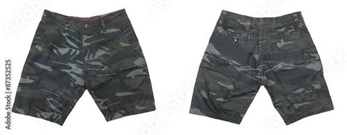 Shorts pant camouflage fashion design on isolated background.