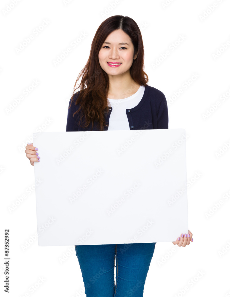 Asian woman show with white poster Asian woman show with white poster
