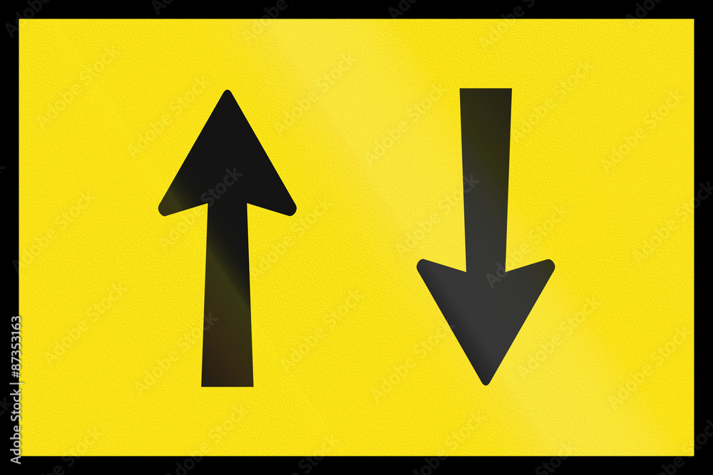 An Australian temporary roadwork sign - Opposing traffic An Australian temporary roadwork sign - Opposing traffic