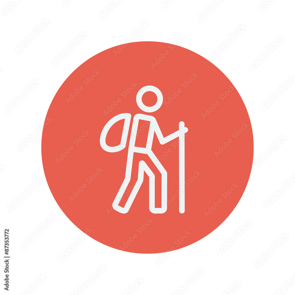 Hiking exercise thin line icon