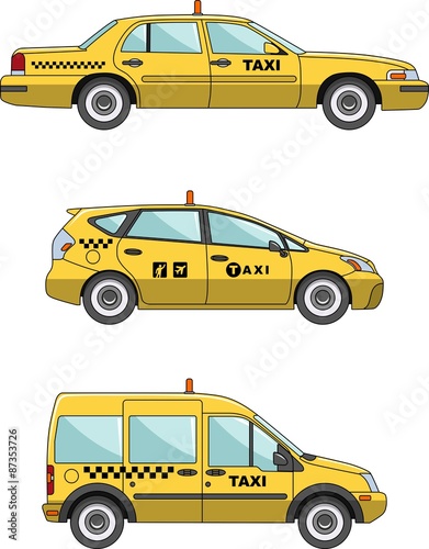 Taxi car on a white background in a flat style