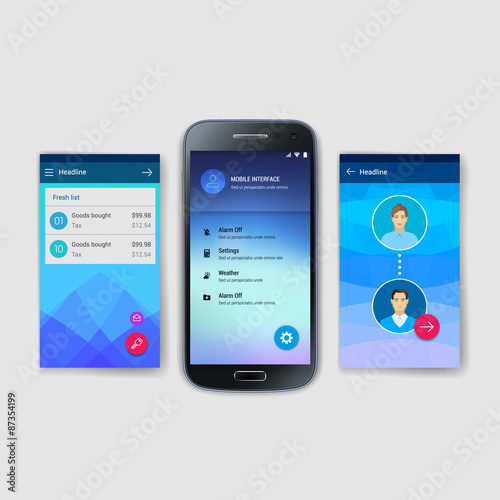 Modern user interface screen template for mobile smart phone or