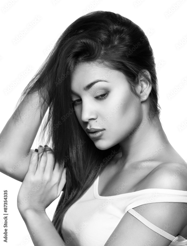 Naklejka premium beauty woman portrait of teen girl beautiful cheerful enjoying w