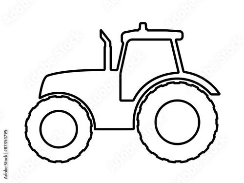Tractor silhouette on a white background.