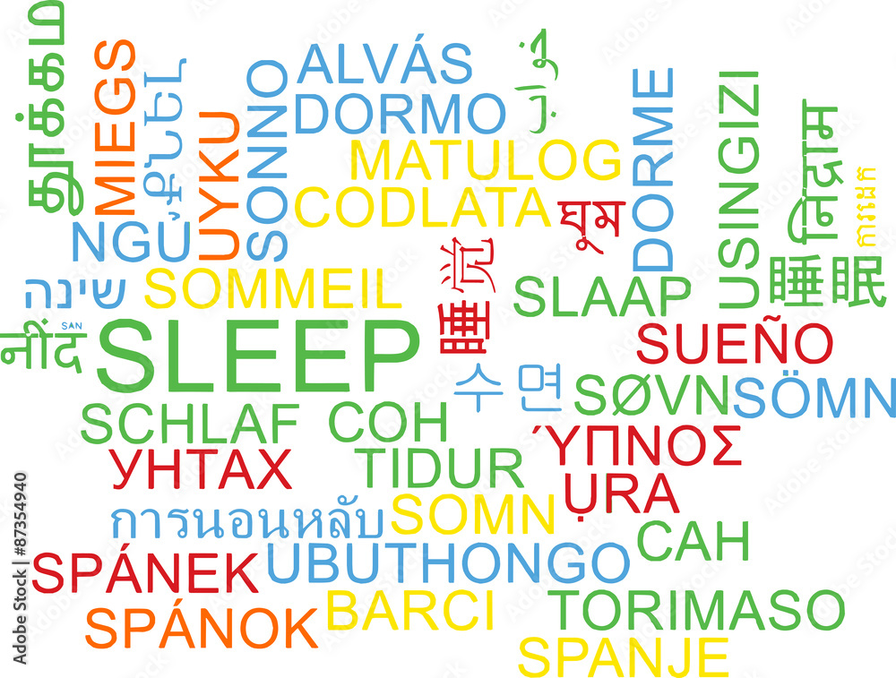 Sleep multilanguage wordcloud background concept