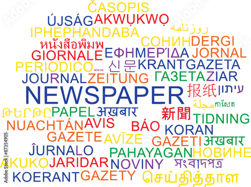 Newspaper multilanguage wordcloud background concept