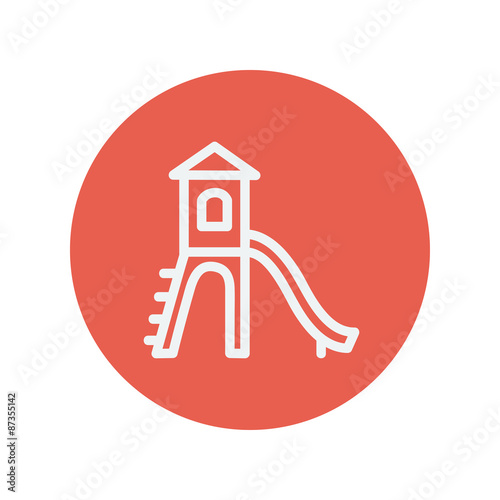 Playhouse with slide thin line icon photo