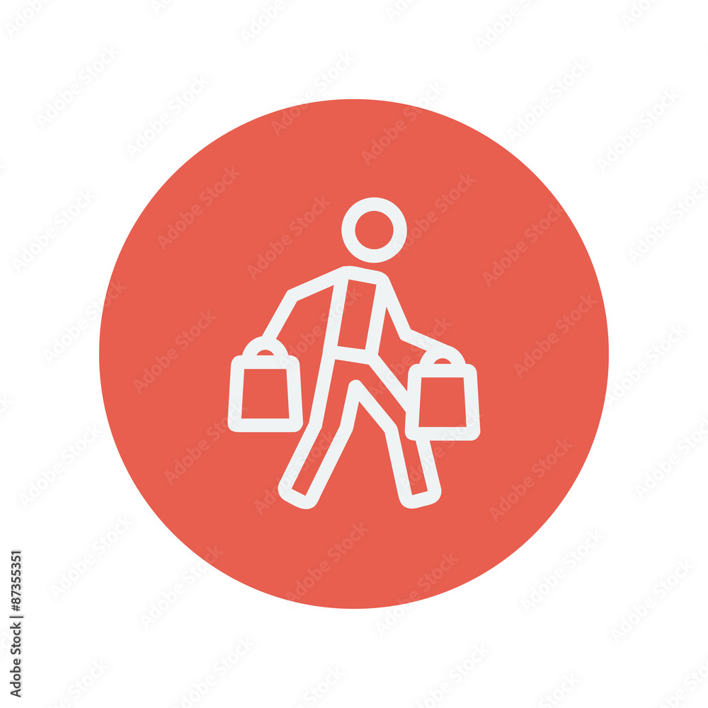 Man carrying shopping bags thin line icon Man carrying shopping bags thin line icon
