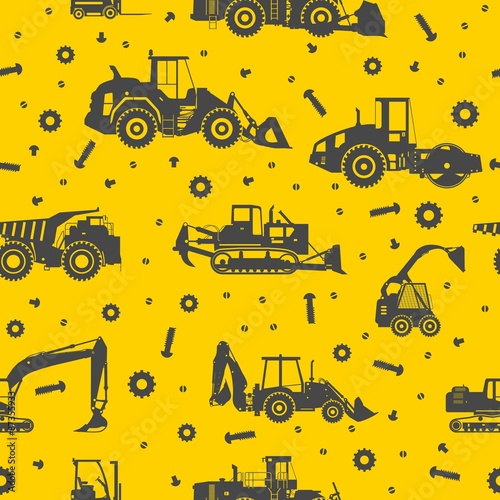 Heavy construction machines seamless pattern