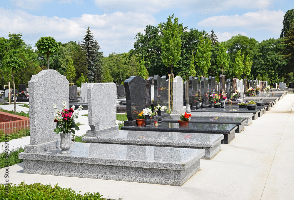 Fototapeta premium Tombstones in the public cemetery