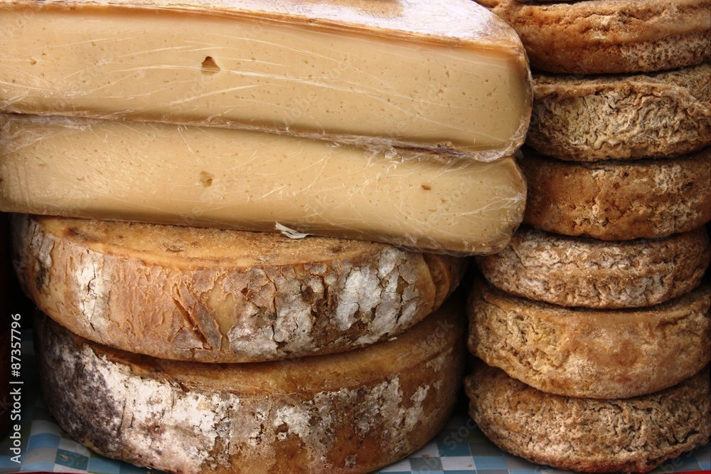 Traditional Italian cheese at the market in Italy