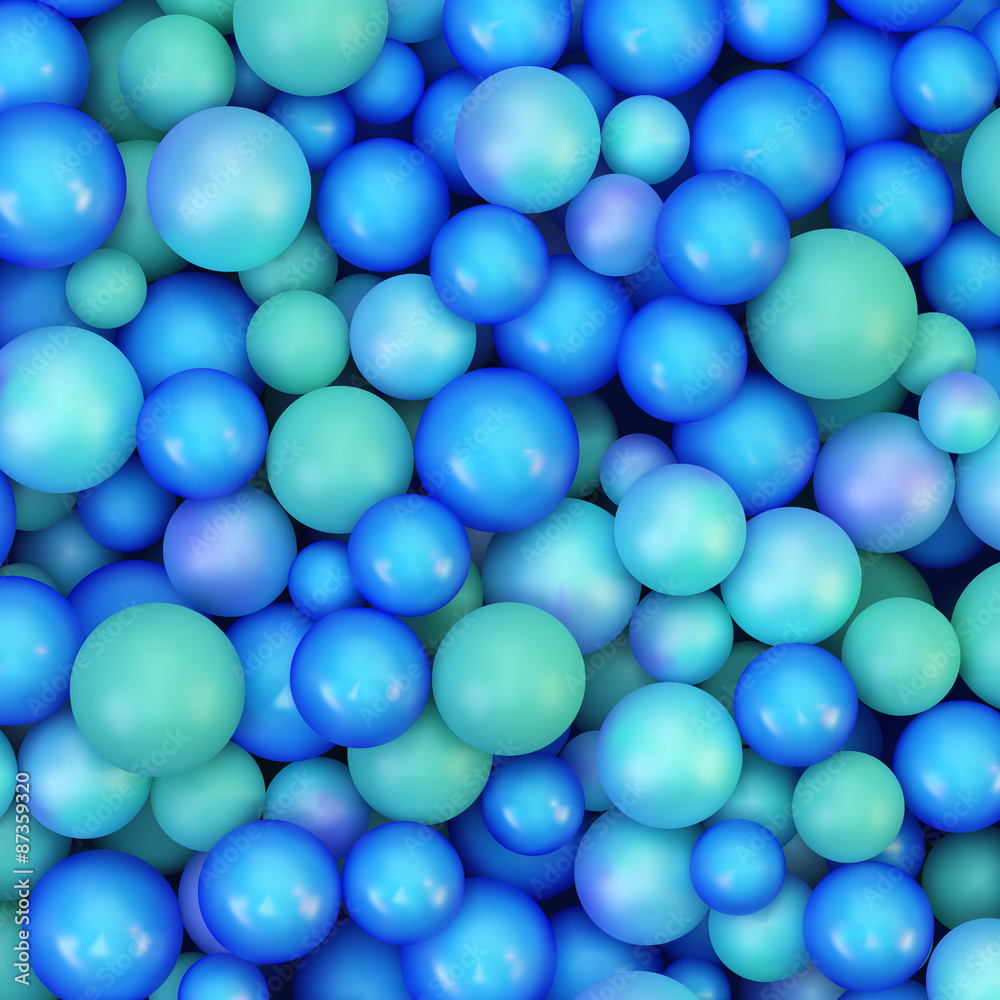 Abstract vector background with various balls. Spheric pattern. 
