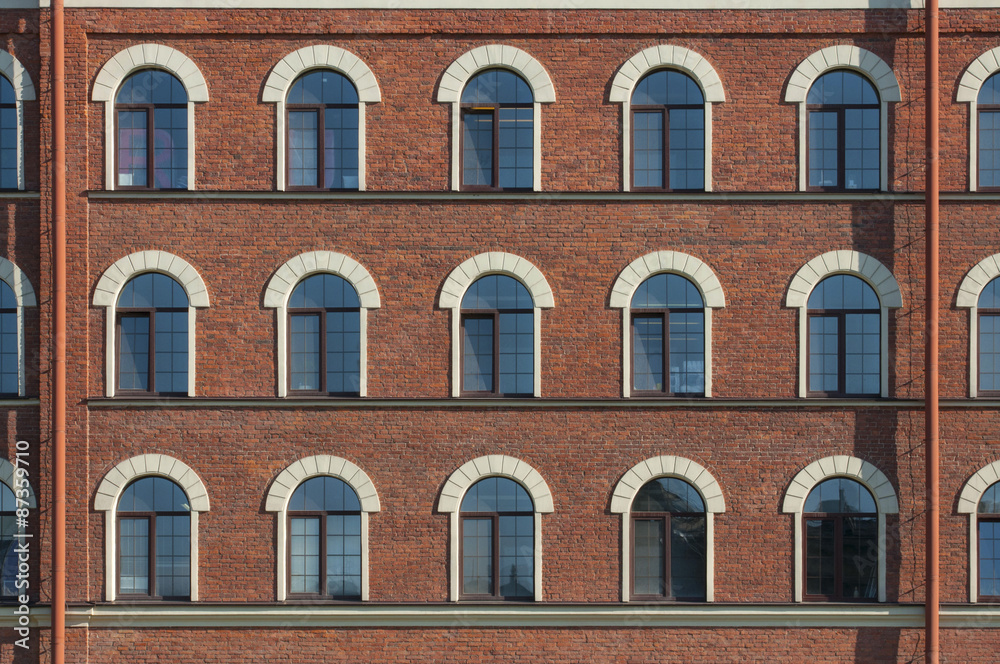 Many equal windows of the factory