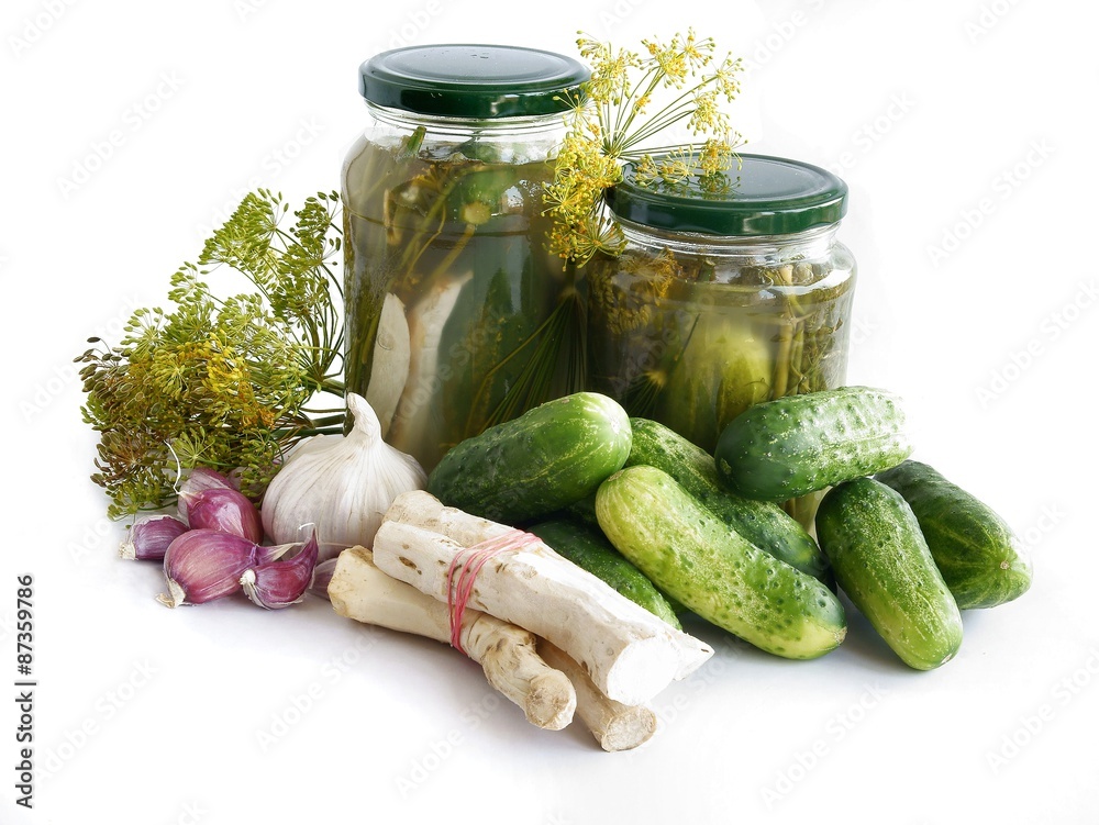 cucumbers with garlic,horseradish,dill as preserves cucumbers with garlic,horseradish,dill as preserves