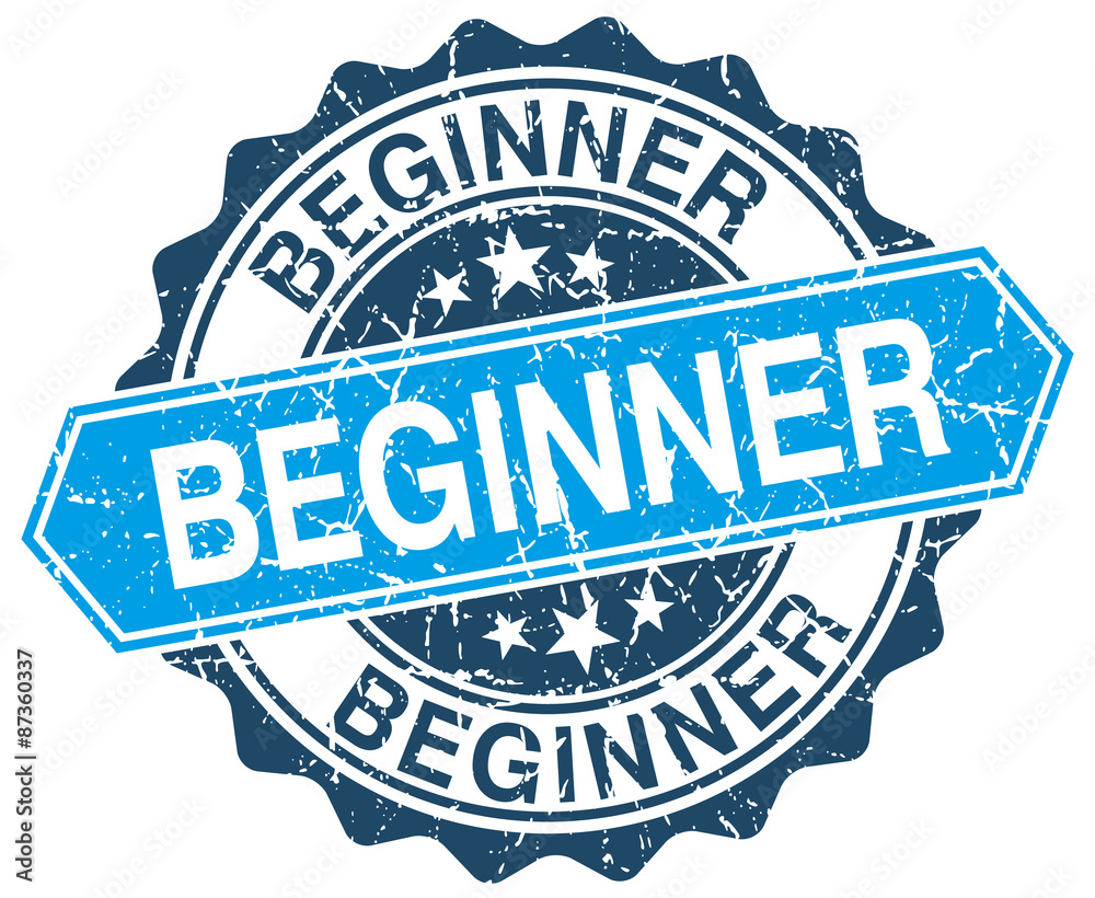 Obraz premium beginner blue round grunge stamp on white