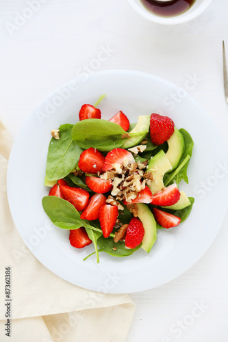 summer salad with strawberries and avocado