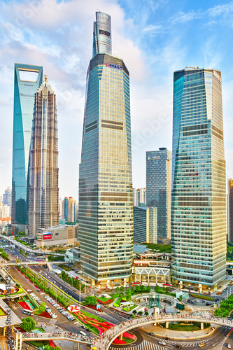 Beautiful office skyscrapers Shanghai.