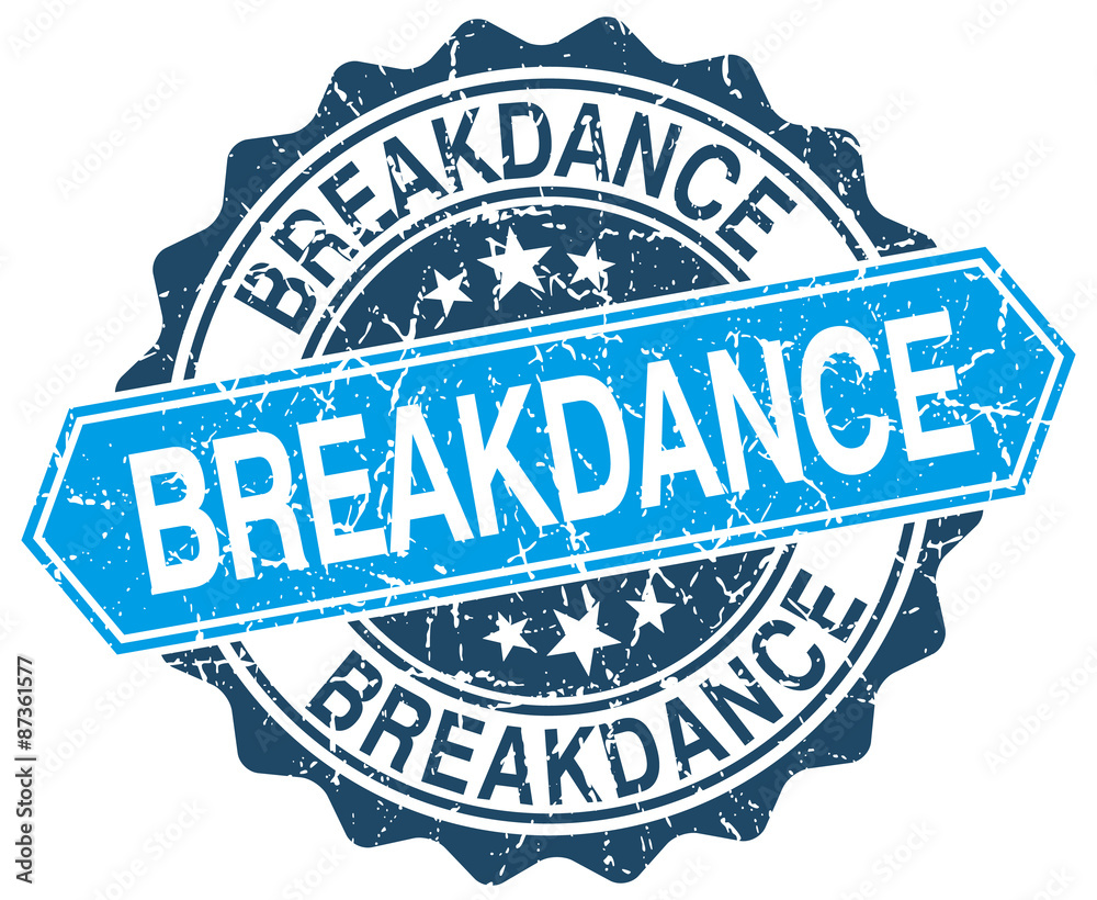 Fototapeta premium breakdance blue round grunge stamp on white