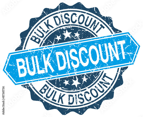bulk discount blue round grunge stamp on white