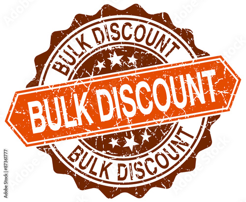 bulk discount orange round grunge stamp on white