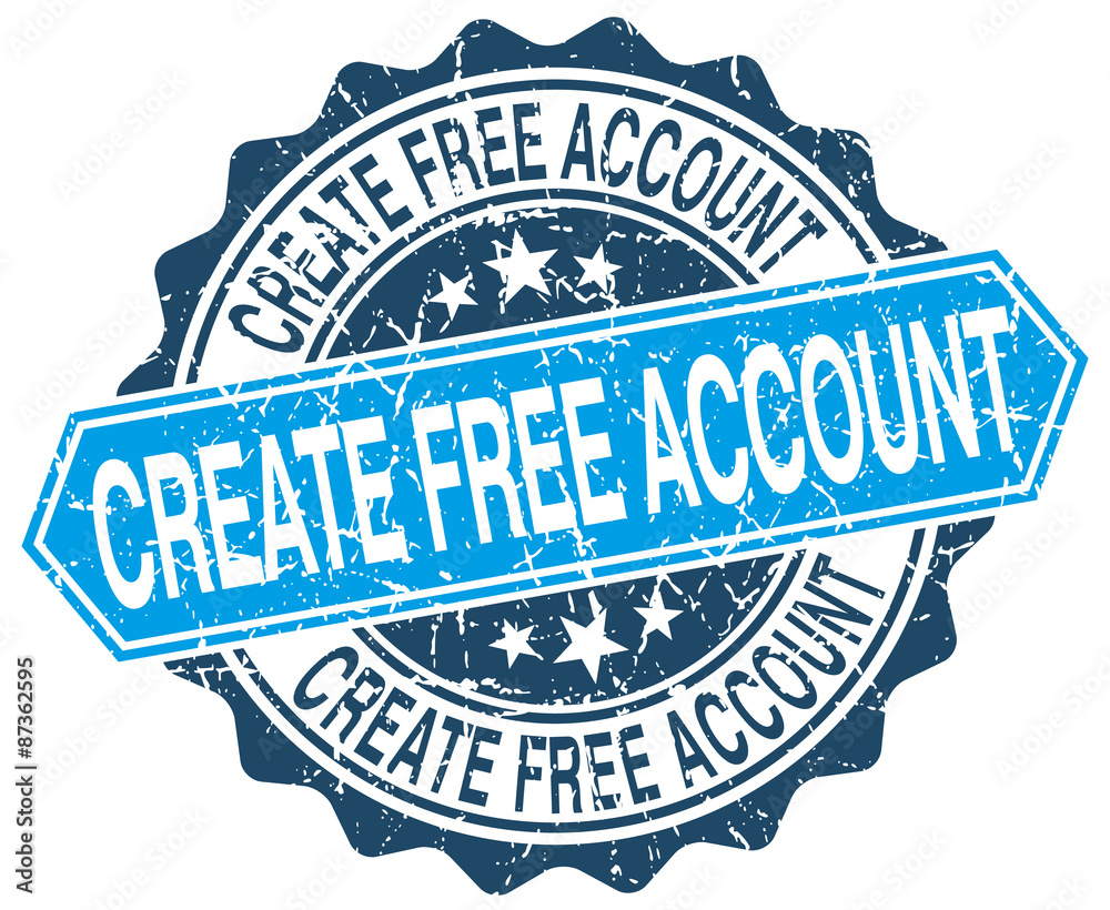 Obraz premium create free account blue round grunge stamp on white