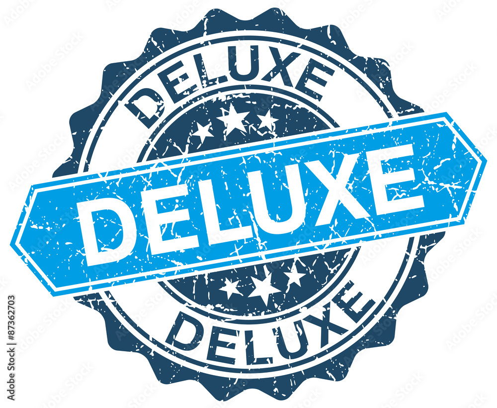 Fototapeta premium deluxe blue round grunge stamp on white