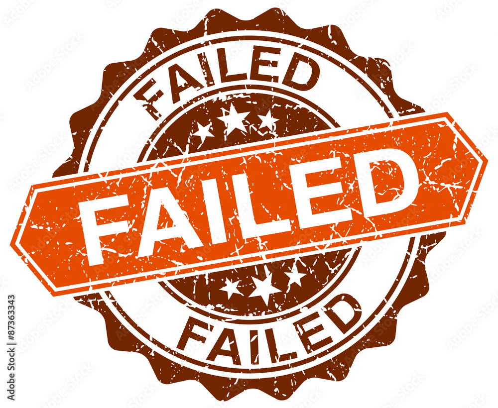 Obraz premium failed orange round grunge stamp on white