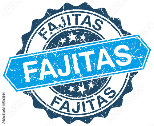 fajitas blue round grunge stamp on white