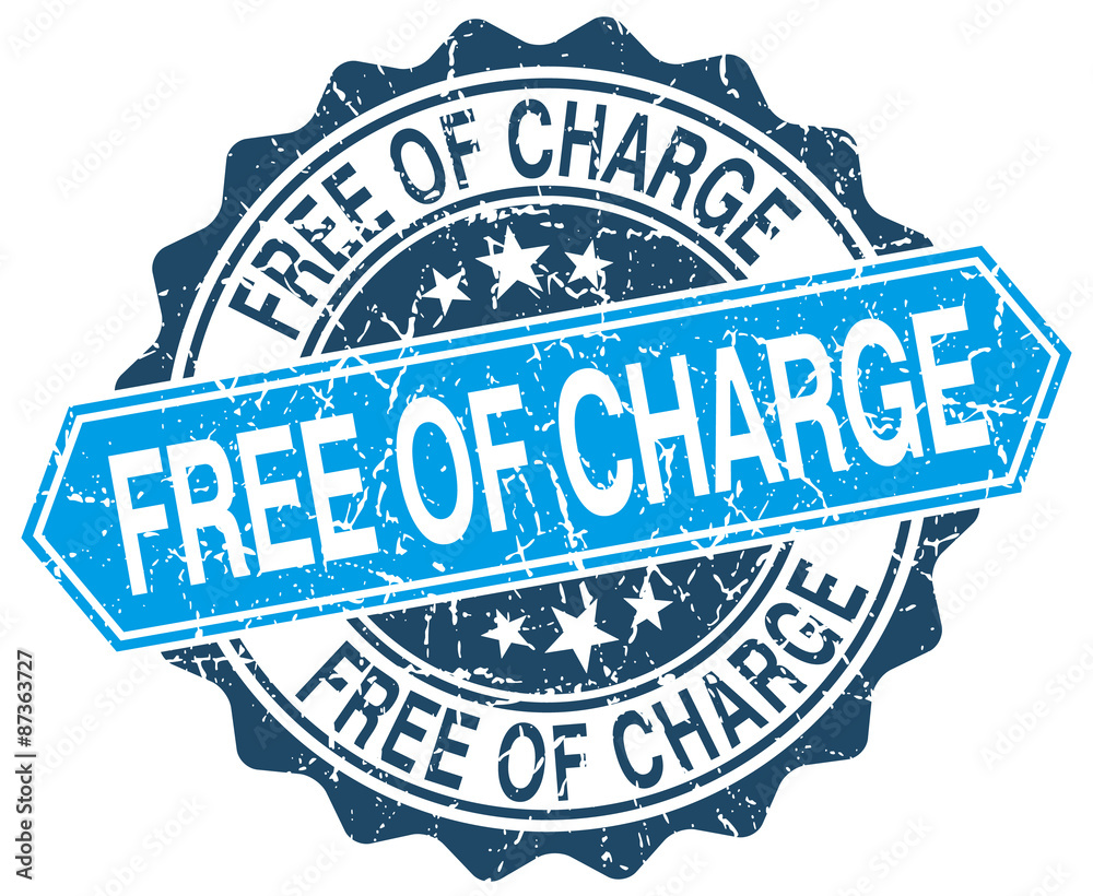 Obraz premium free of charge blue round grunge stamp on white