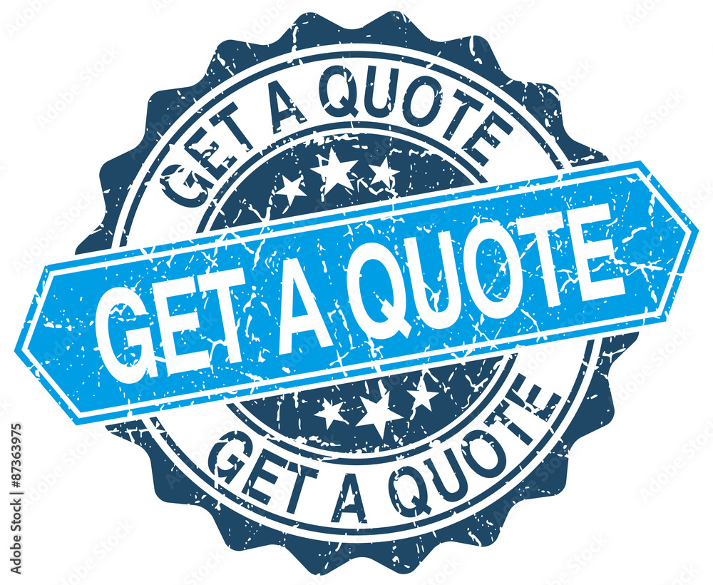 Obraz premium get a quote blue round grunge stamp on white