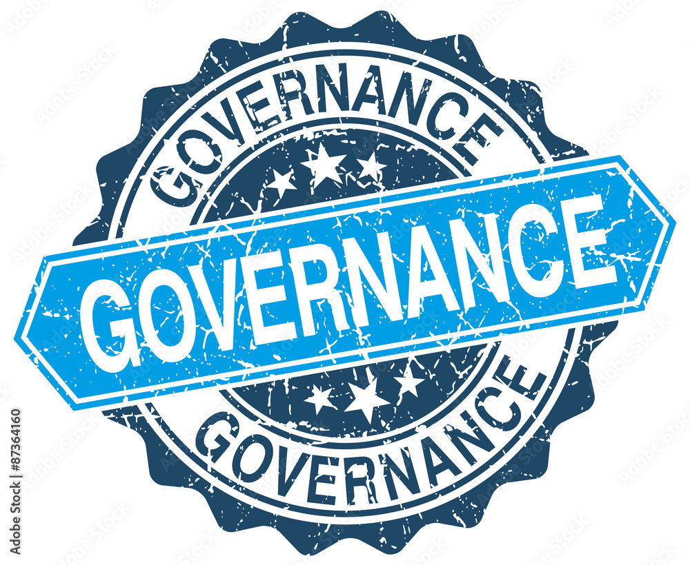 Obraz premium governance blue round grunge stamp on white