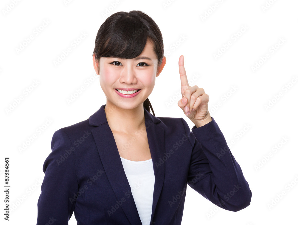 Asian businesswoman with finger point up Asian businesswoman with finger point up
