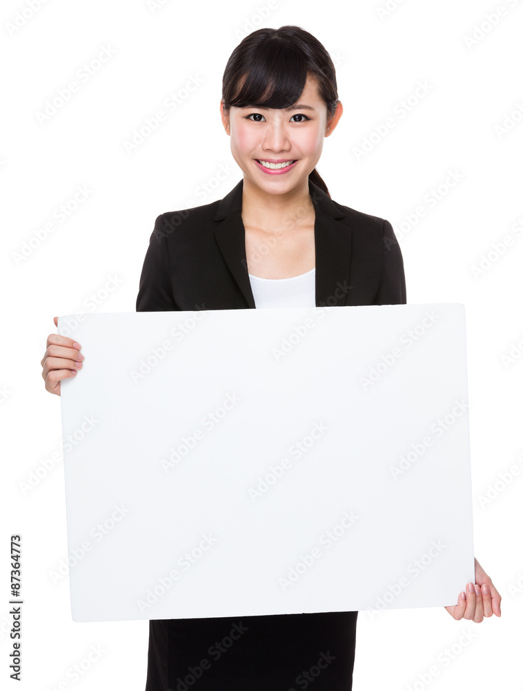 Asian businesswoman show with white board Asian businesswoman show with white board